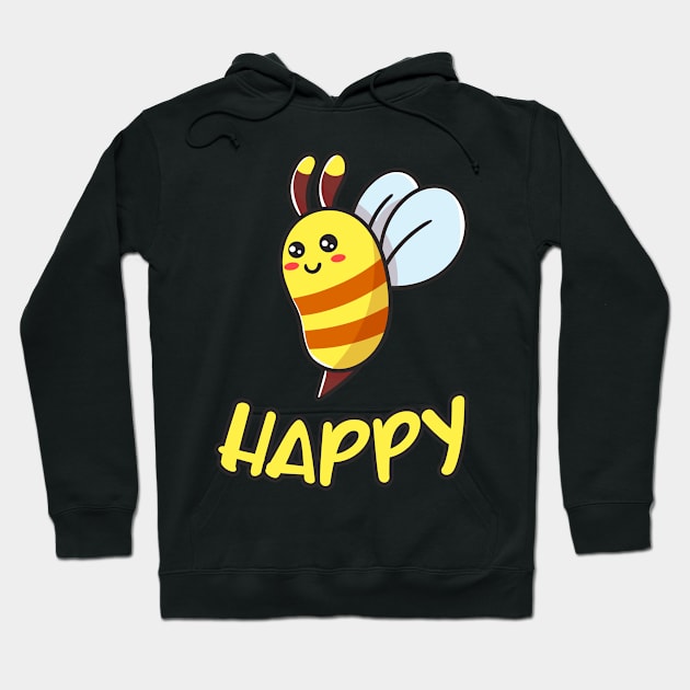 Bee Happy Funny Bee Beekeeper Gift Hoodie by Foxxy Merch